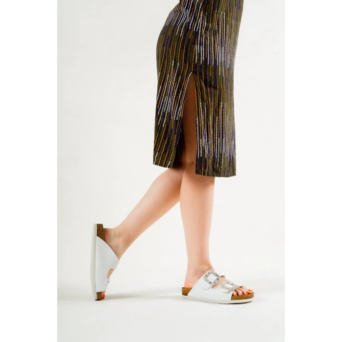 İLYADA TAŞLI ÇİFT TOKA KADIN BEYAZ TERLİK