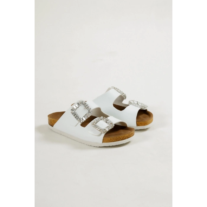 İLYADA TAŞLI ÇİFT TOKA KADIN BEYAZ TERLİK