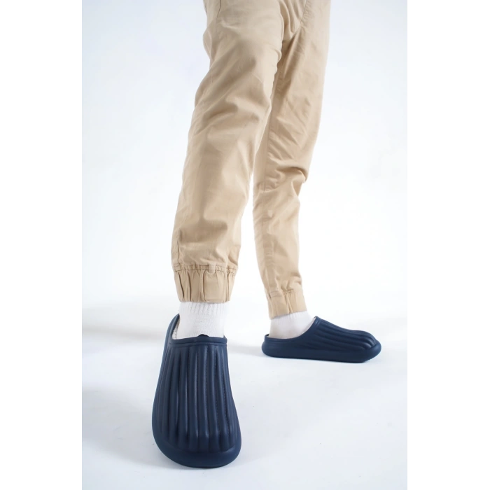 Inverna Faylon Taban Içi Tüylü Unisex Lacivert Ev Terliği