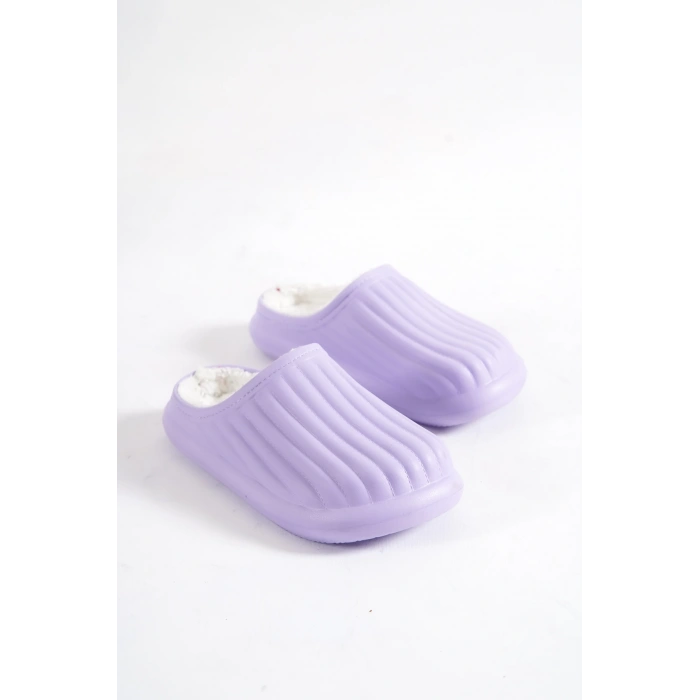 Inverna Faylon Taban Içi Tüylü Kadın Lila Ev Terliği