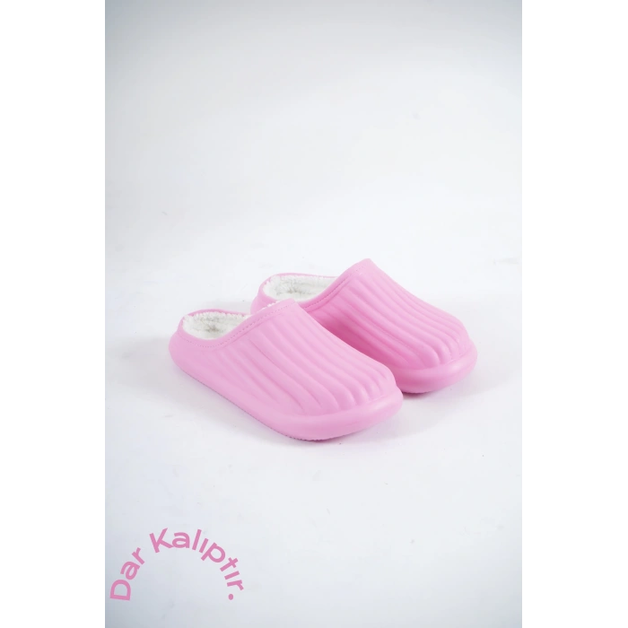 Inverna Faylon Taban Içi Tüylü Kadın Pembe Ev Terliği