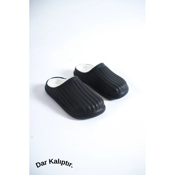 Inverna Faylon Taban Içi Tüylü Kadın Siyah Ev Terliği