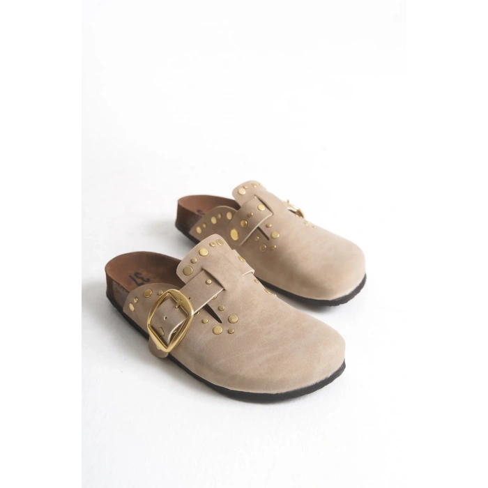 Kadın Mantar Taban Kışlık Önü Kapalı Sabo Günlük Rahat Bej Troklu Ev Terliği 1 Beden Büyük Tercih Ediniz.