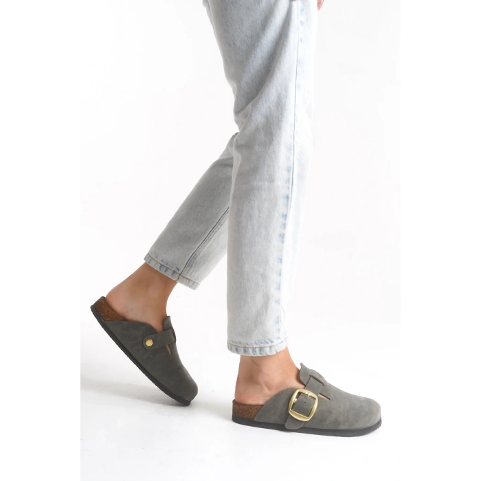 Kadın Mantar Taban Kışlık Önü Kapalı Sabo Günlük Rahat Haki Ev Terliği 1 Beden Büyük Tercih Ediniz.