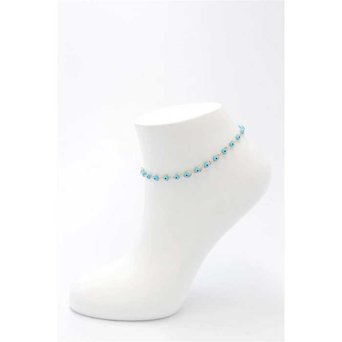 Mavi Nazar Boncuğu Detaylı Vıp Serisi Çelik Halhal