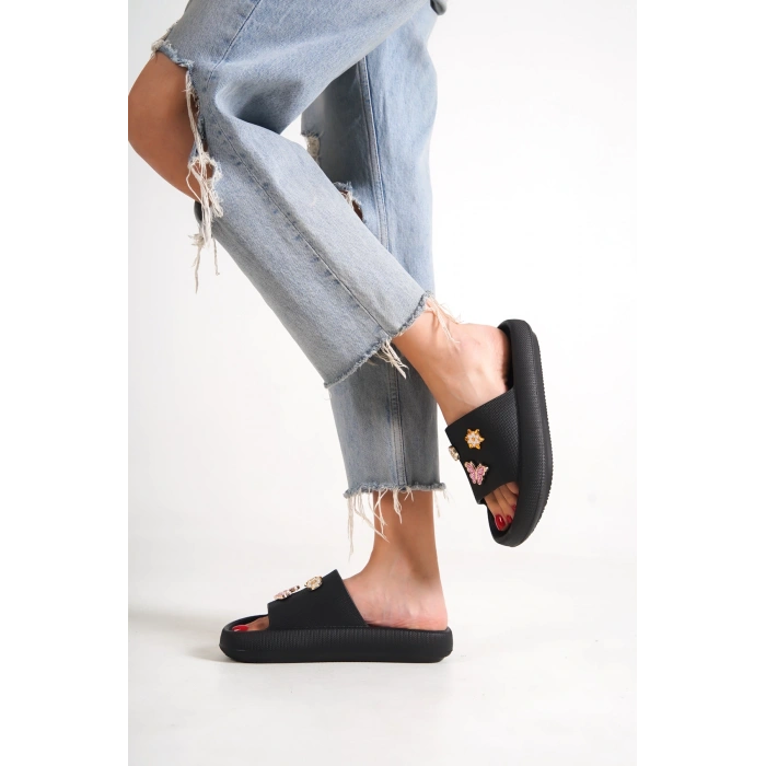 Noemi Tokalı Kadın Günlük,Plaj Siyah Terlik