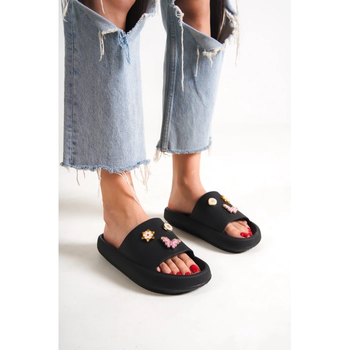 Noemi Tokalı Kadın Günlük,Plaj Siyah Terlik