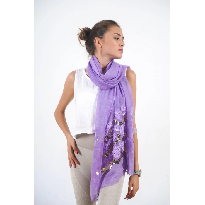 Scialle Keten Kadın Mor Şal