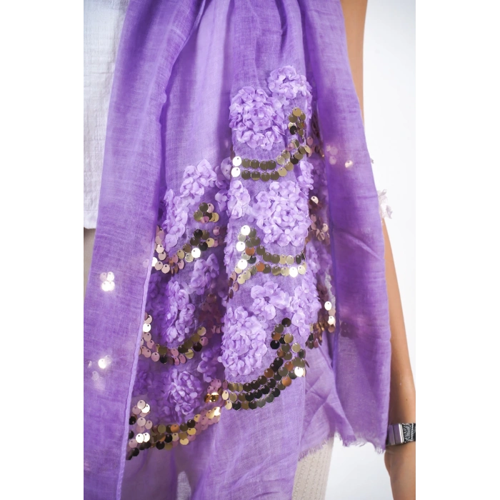 Scialle Keten Kadın Mor Şal