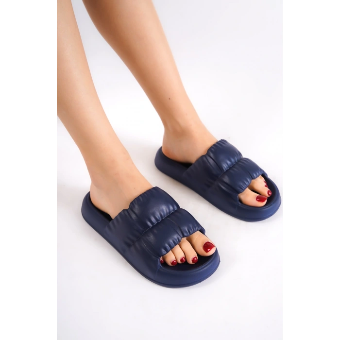 Vento Fırfır Kadın Terlik Lacivert Günlük Plaj Deniz Havuz Terliği