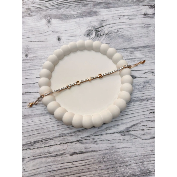 Vıp Serisi Love Yazılı Su Yolu Kadın Çelik Bileklik