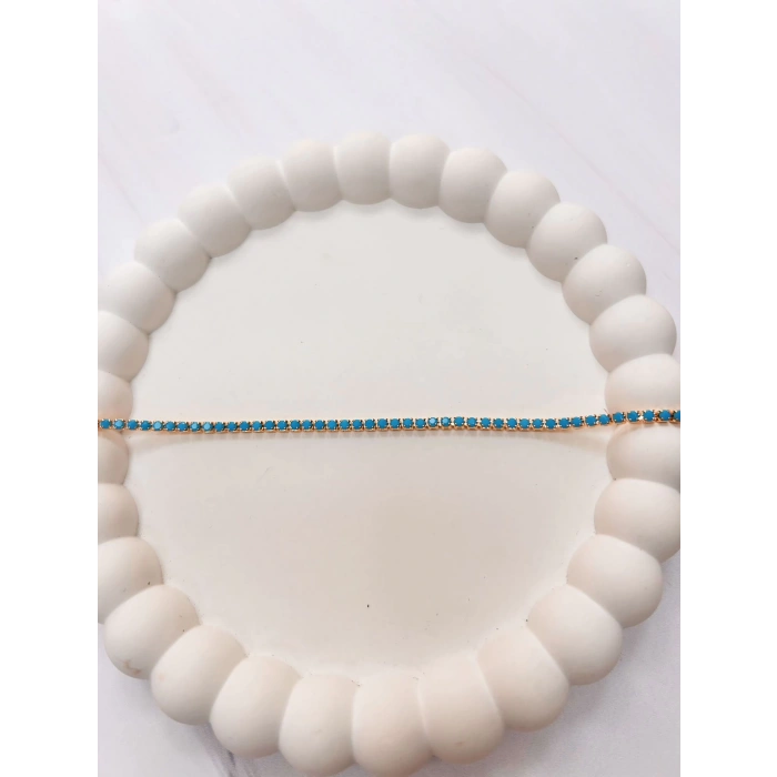 Vıp Serisi Mavi Taşlı Kadın Su Yolu Çelik Bileklik