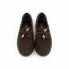 Kadın Yüksek Kaymaz Taban Kahve Süet Boncuklu Bağcıklı Loafer Oxford Ayakkabı