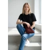 Rome Handmade Hasır Clutch Çanta Bordo
