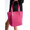 Laura Nakış Hasır Pembe Kadın Omuz Çanta