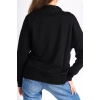 Siyah Bisiklet Yaka Basic Yumuşak Dokulu Salaş Sweatshirt