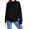 Siyah Bisiklet Yaka Basic Yumuşak Dokulu Salaş Sweatshirt