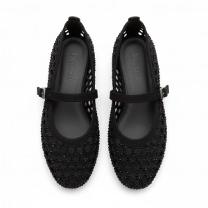 EFW Siyah Kadın Taşlı Babet