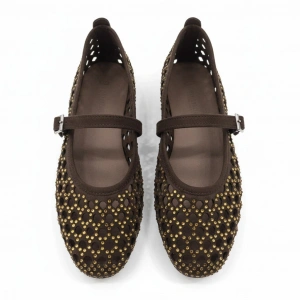 EFW Kahverengi Kadın Taşlı Babet