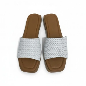 EFW %100 Hakiki Deri Beyaz Kadın Terlik