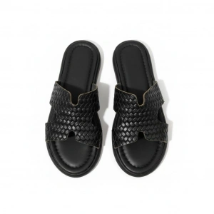 EFW %100 Hakiki Deri Helen Düz Siyah Terlik