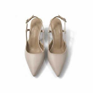 EFW Sivri Burun Bej Cilt Kemerli Kadın Ayakkabı