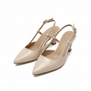 EFW Sivri Burun Bej Rugan Kemerli Kadın Ayakkabı