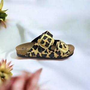 Anetta Kadın Kalın Çift Toka Leopar Terlik