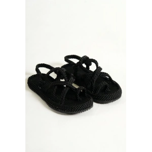 Elsie Kauçuk Tabanlı Kadın Halat Siyah Sandalet