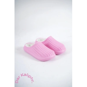 Inverna Faylon Taban Içi Tüylü Kadın Pembe Ev Terliği