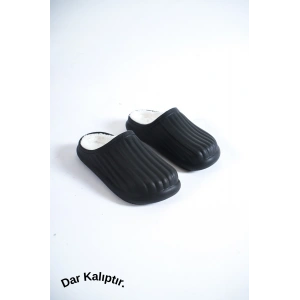 Inverna Faylon Taban Içi Tüylü Kadın Siyah Ev Terliği