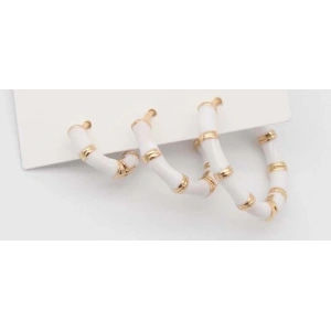 Kadın 3lü Beyaz Gold Detaylı Çelik Küpe