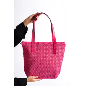 Laura Nakış Hasır Pembe Kadın Omuz Çanta