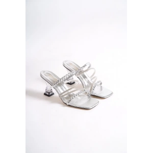 Stella Kadın Örgü,Taşlı Bantlı Şeffaf Topuk Terlik