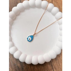 Vıp Serisi Çelik Nazar Boncuklu Rose Kadın Kolye 45 cm