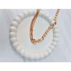 Vıp Serisi Çelik Tasarım Rose Kolye 50 cm