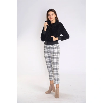 Fermuarlı Mevsimlik Peluş Ceket-SİYAH