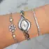 Beyaz Kadran Silver Metal Kordon Kadın Saat Kombini 3839