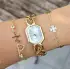 Beyaz Kadran Gold Metal Kordon Kadın Saat Kombini 3853