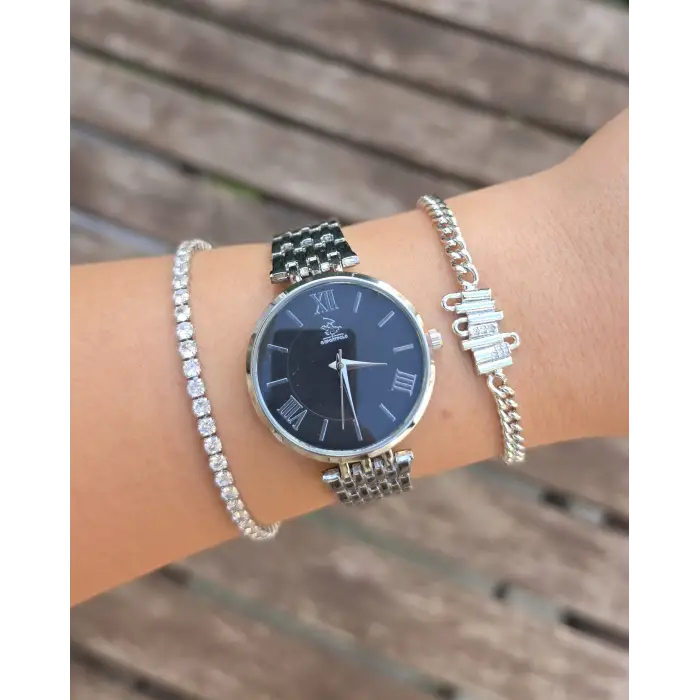 Silver Metal Kordon Kadın Saat Kombini 3904