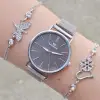 Silver Hasır Mıknatıslı Kordon Kadın Saat Kombini 3180