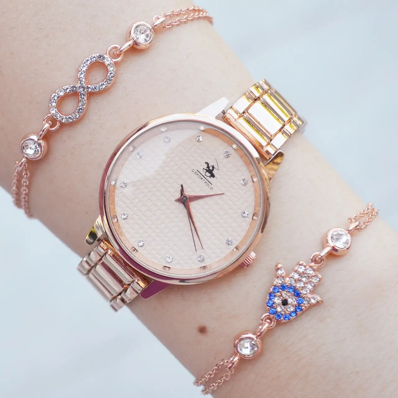 Rosegold Metal Kordon Kadın Saat Kombini 2232