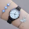 Rosegold Hasır Mıknatıslı Kordon Kadın Saat Kombini 1154