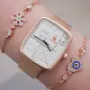Rosegold Hasır Kordon Kadın Saat Kombini 8802