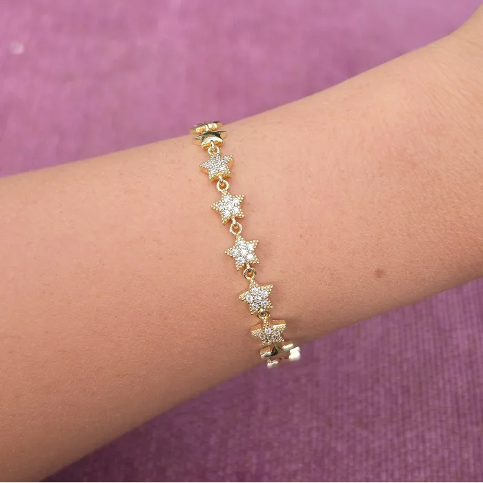 Gold Taşlı Yıldız Bileklik 0014