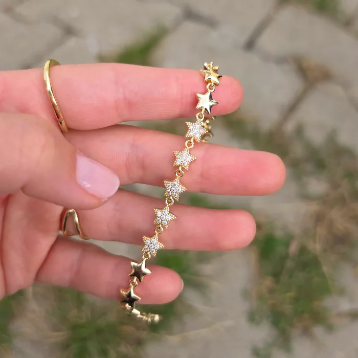 Gold Taşlı Yıldız Bileklik 0014