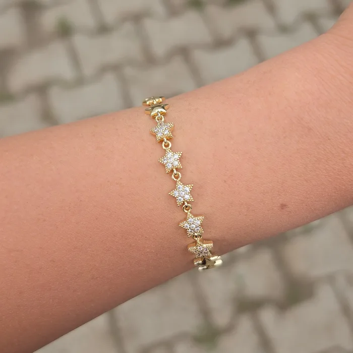 Gold Taşlı Yıldız Bileklik 0014