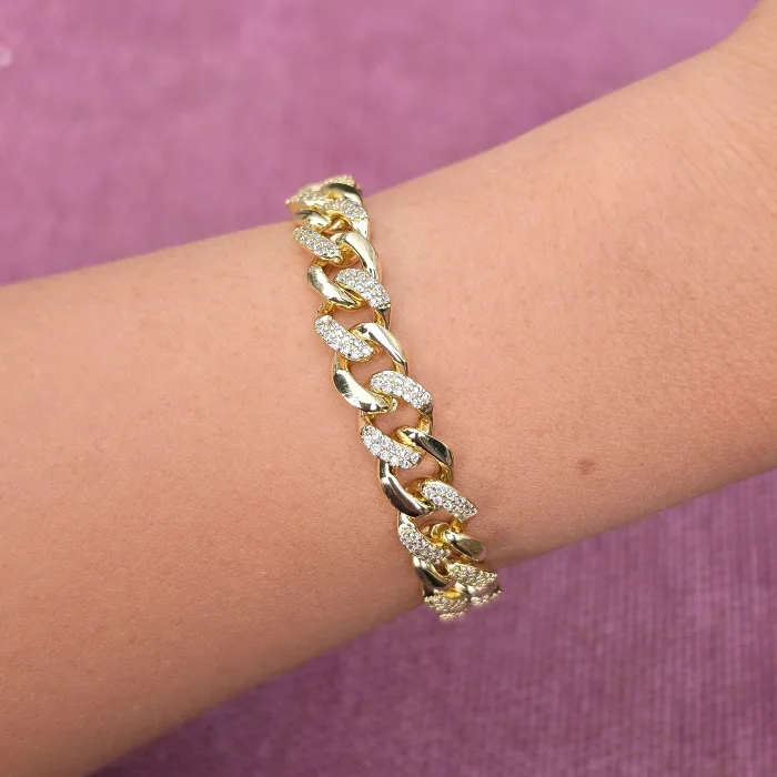 Gold Taşlı Zincir Bileklik 0015