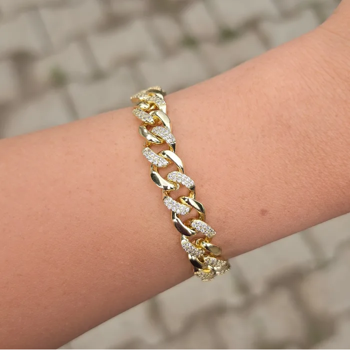 Gold Taşlı Zincir Bileklik 0015