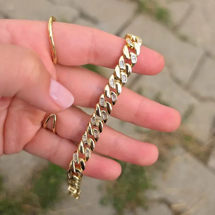 Gold Taşlı Zincir Bileklik 0017